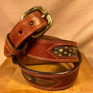 Leegin made in USA🇺🇸 leather/feather belt vintag